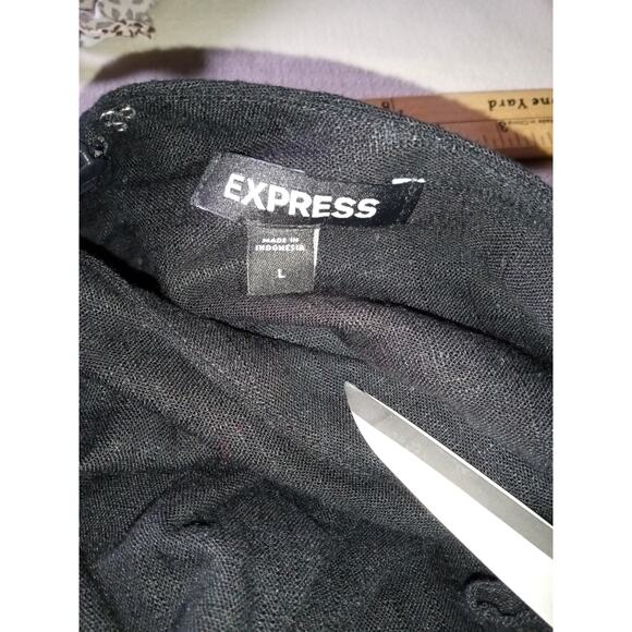 Express Women's Large Sleeveless Peplum Top Black Linen Blend Zipper Back - Picture 8 of 8